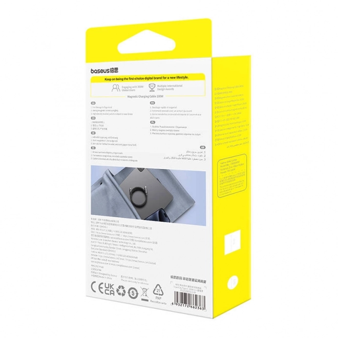 Baseus Tungsten Gold USB-C na USB-C kabel 100W 1m černý