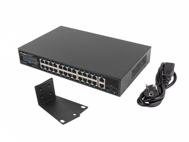 Switch LANBERG 24-portový Gigabitový PoE+ s 2xGB a 2xSFP pro rack 19''