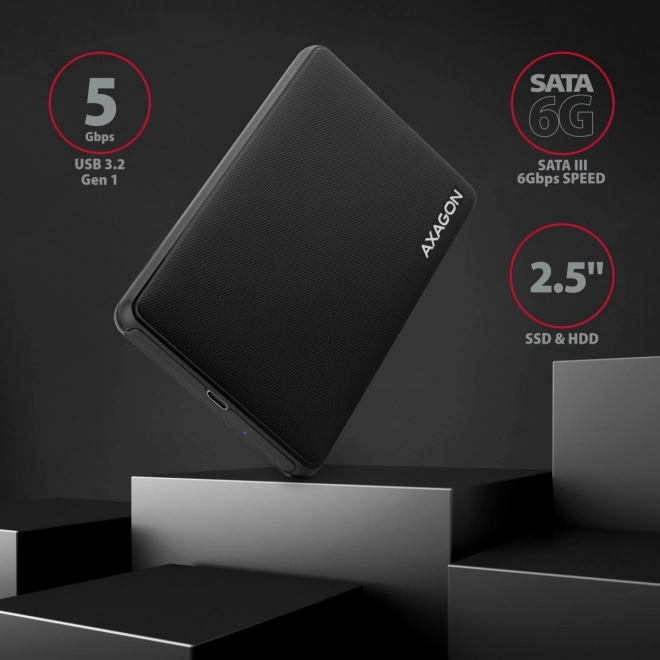 EE25-SLC Externí plastový kryt, bez šroubů, USB-C 3.2 GEN 1 SATA 6G 2,5", černý