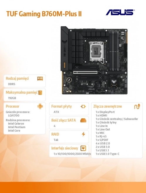 Základní deska TUF GAMING B760M-PLUS II s1700 4DDR5 HDMI mATX