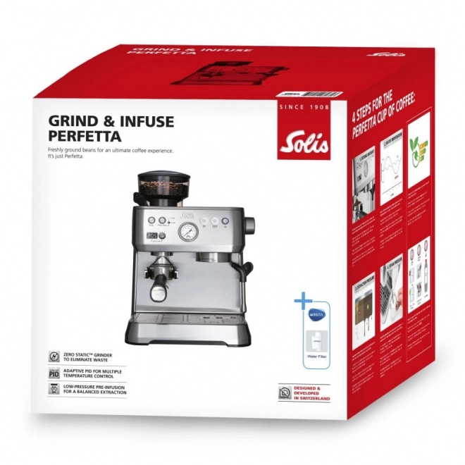 Espresso kávovar Solis Grind & Infuse Perfetta stříbrný