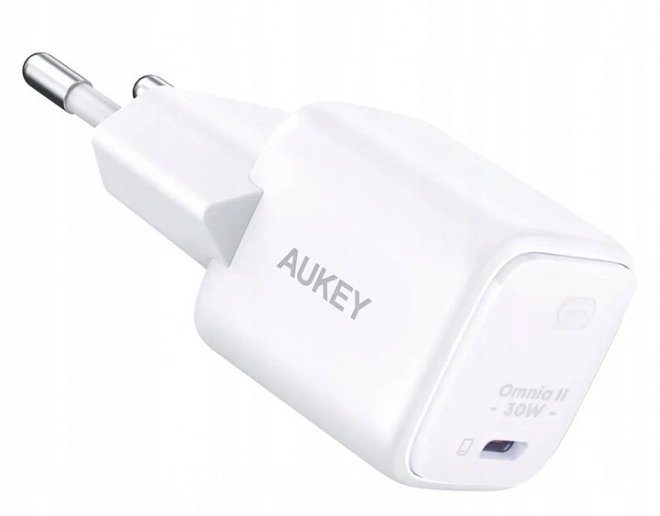 Bílá GaN USB-C nabíječka Aukey Omnia II Mini 30W
