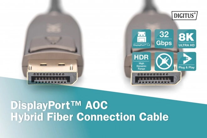 AOC DisplayPort 1.4 8K/60Hz UHD DP/DP M/M hybridní propojovací kabel černý – 15 m