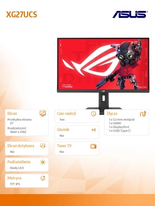 27palcový monitor ROG Strix XG27UCS IPS UHD HDMI DP USB-C