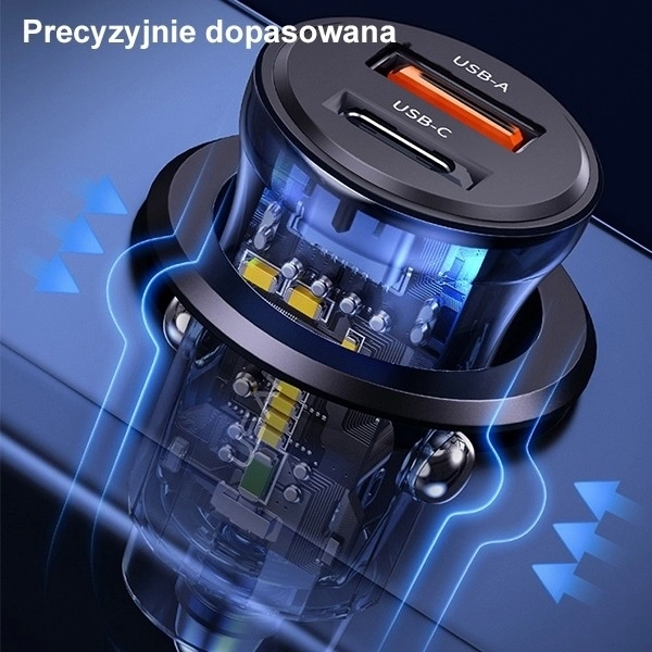 Nabíječka do auta 30W 1xUSB + 1xUSB-C Fast Charge