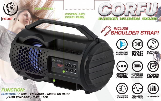 Bluetooth rádio FM reproduktor CORFU