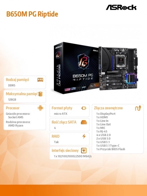 Základní deska B650M PG RIPTIDE AM5 4DDR5 HDMI/DP mATX
