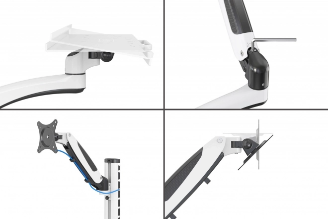 Jednoduché nástěnné rameno 1xLCD + klávesnice, max. 32" a 8 kg náklon a otáčení o 360° (PIVOT)