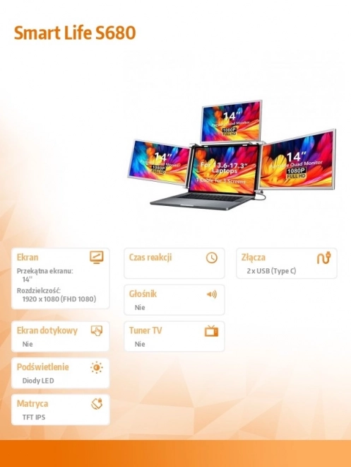 Przenosný monitor do laptopu Smart Life