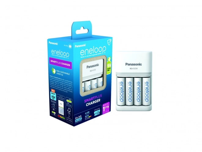 Eneloop nabíječka Smart and Quick BQCC55 + 4x AA baterie