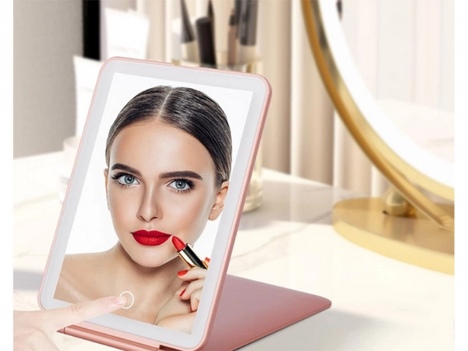 Skládací cestovní LED make-up zrcátko