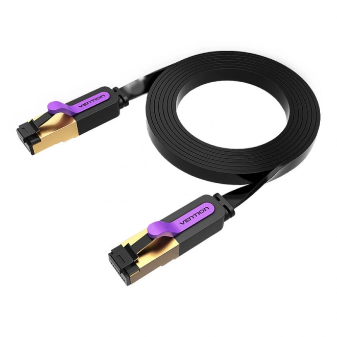 Plochý síťový kabel UTP CAT7 Vention ICABN RJ45 Ethernet 10Gbps 15m černý