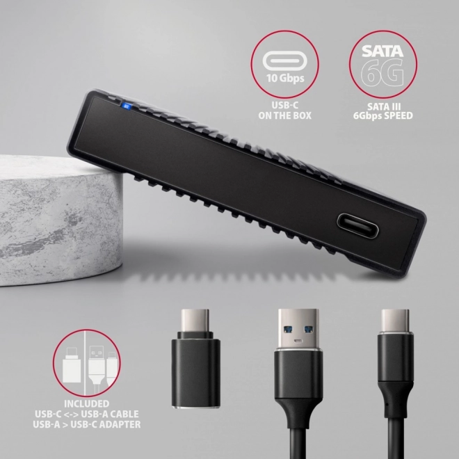 Hliníkové pouzdro pro externí disky USB3.2 Gen 2 - SATA 6G 2.5" SSD/HDD