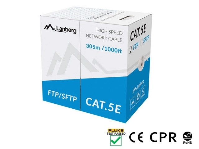 SFTP kabel kategorie 5e 305m měděný drát šedý