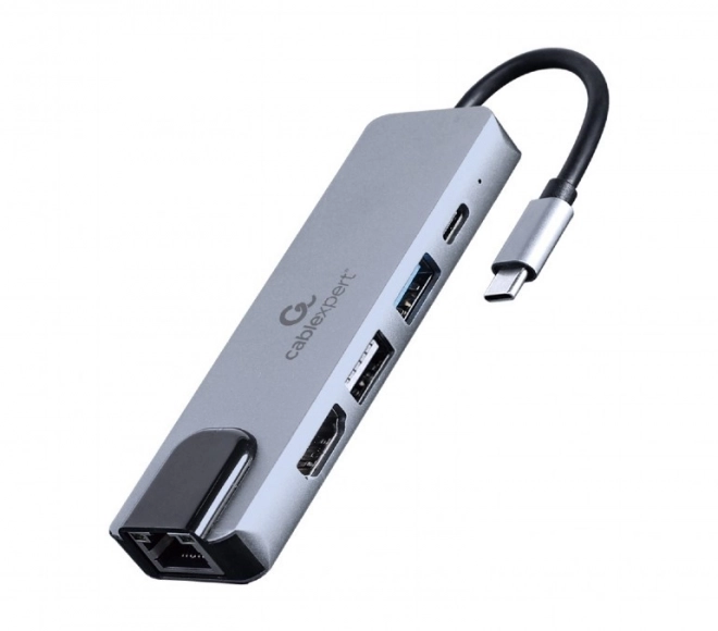 Víceportový adaptér USB-C 5in1, PD, HDMI, USB 3.1, USB 2.0, LAN