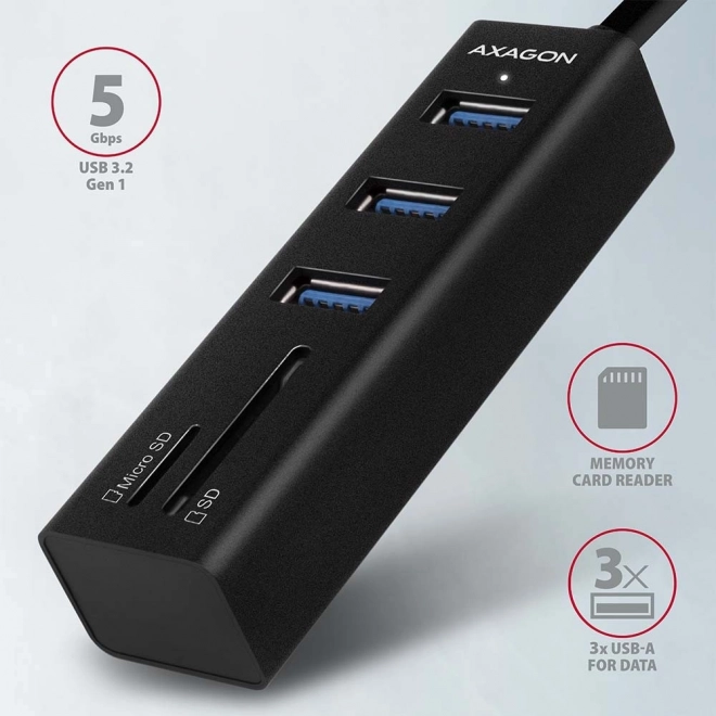 Wieloportový hub USB AXAGON HMA-CR3A se čtečkou karet