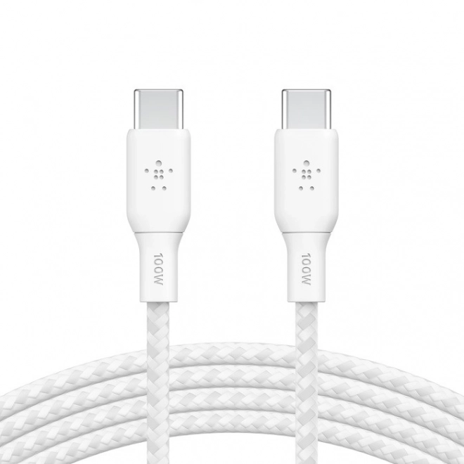 Opletený kabel USB-C na USB-C 100W 3 m bílý