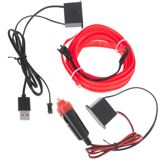 Flexibilní červené EL/LED vlákno 3 m