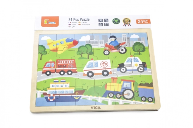 Dřevěné puzzle 24 dílků - doprava