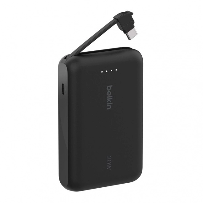 Powerbanka BoostCharge 10k mAh s vestavěným kabelem USB-C a portem, černá