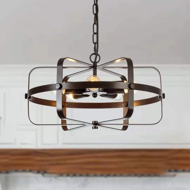 Industriální závěsná lampa s klecovým designem