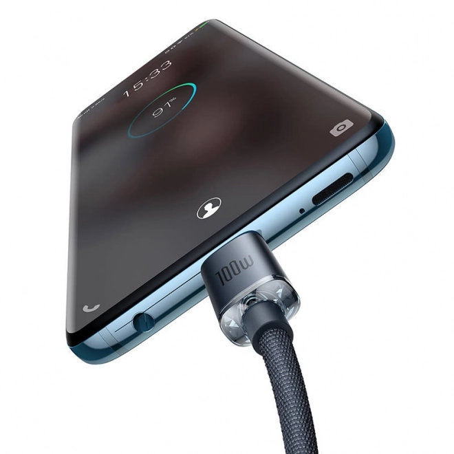 Baseus Crystal Shine kabel USB-C na USB-C, 100W, 1,2 m – Černý