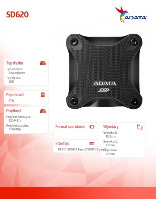 Externí SSD disk ADATA SD620 2TB USB 3.2 Gen2