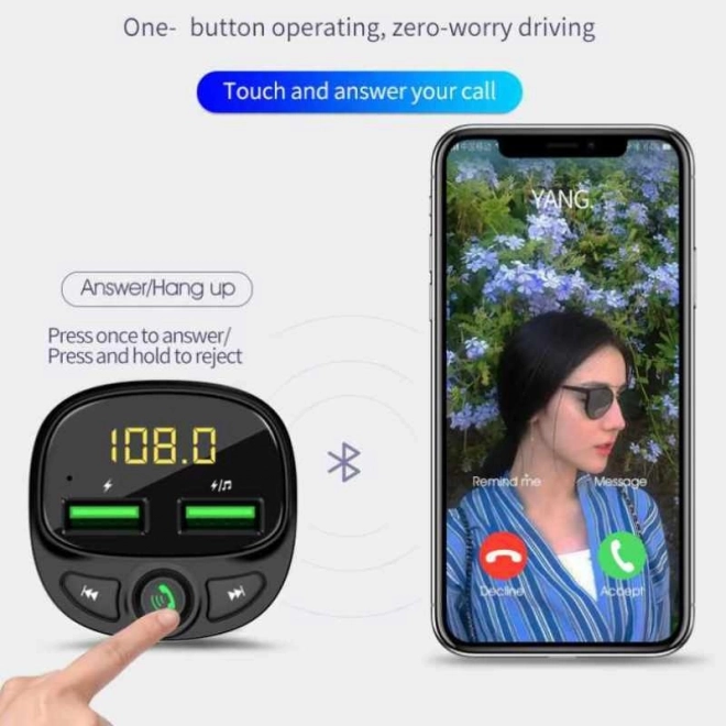 Bluetooth FM transmitter se dvěma USB-A a 17W nabíječkou