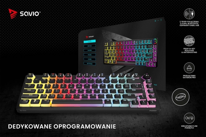 Bezdrátová mechanická klávesnice Savio Phenix RGB