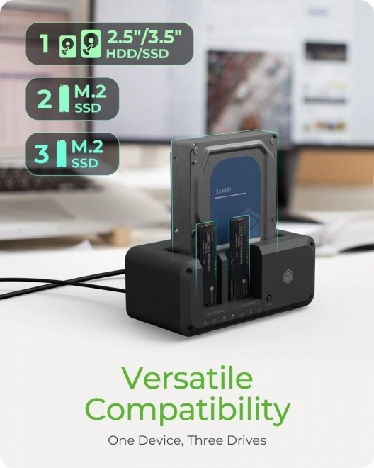 Stojan pro klonování IB-2924MSCL-C31 Docking & CloneStation 1x 2,5"/3,5" na 1x M.2 NVMe