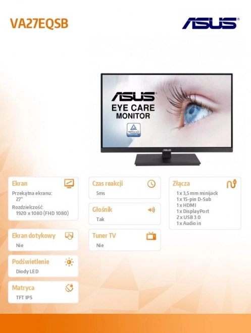 27palcový monitor VA27EQSB IPS