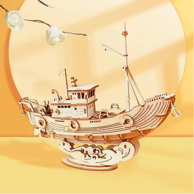 3D dřevěné puzzle Rybářská loď
