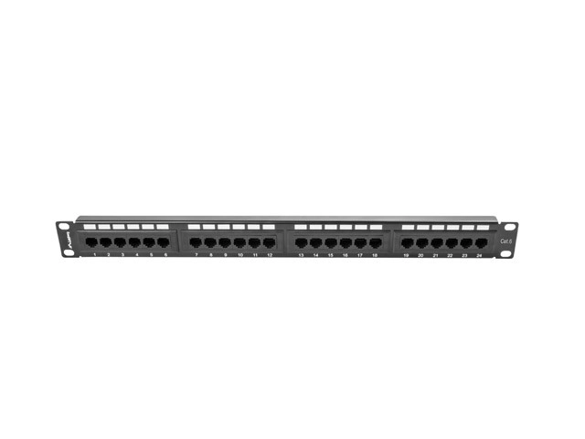 Patch panel 24 portů 1U Cat.6 černý