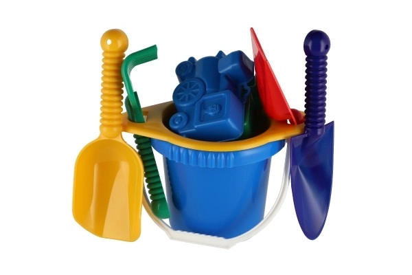 Kbelík sítko lopatka kupecká lopatka hrabičky plast v síťce 20x28x12cm 12m+