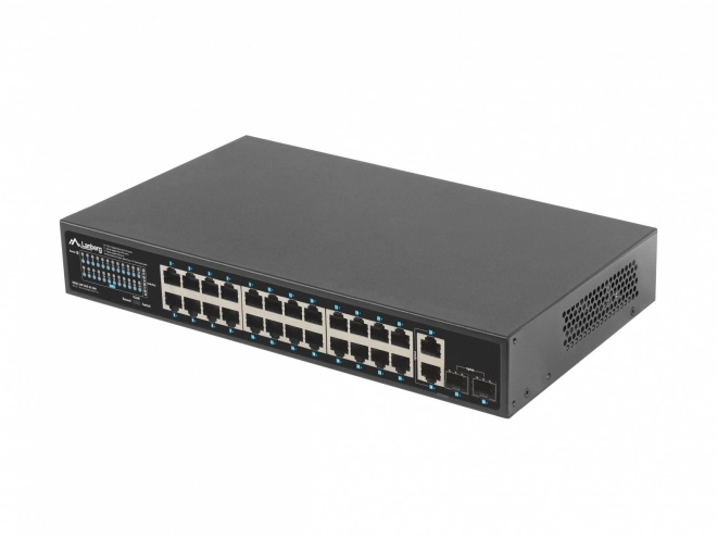 Switch LANBERG 24-portový Gigabitový PoE+ s 2xGB a 2xSFP pro rack 19''