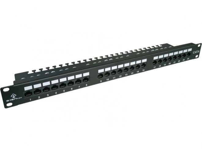 Patch panel UTP kat. 6, 24 portů, LSA s policí, 1U