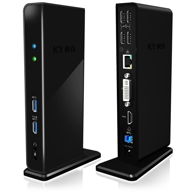 Stolní dokovací stanice ICY BOX s USB, HDMI, LAN, DVI-I a mikrofonním vstupem