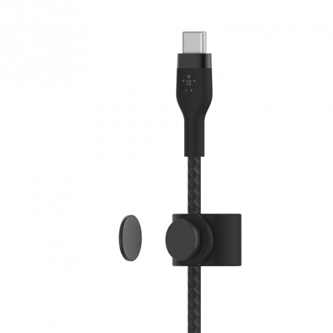 BoostCharge USB-C/USB-C opletený silikonový kabel 2 m, černý