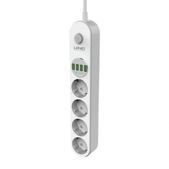 Napájecí lišta se 4 zásuvkami AC, 4x USB, LDNIO SE4432, 2m (bílá)