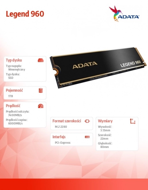 Legend 960 1TB PCIe 4x4 7,4/6 GB/s M2 SSD
