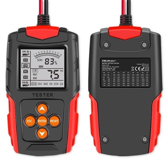 Digitální tester baterií s LCD displejem | 12V | 24V | 3Ah-200Ah