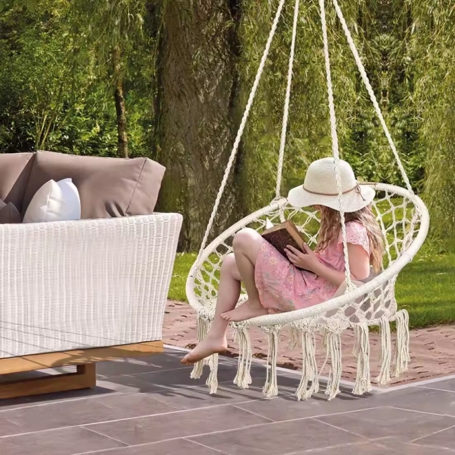 Houpačka Čapí hnízdo do zahradního pokoje Premium - bílá + montážní sada