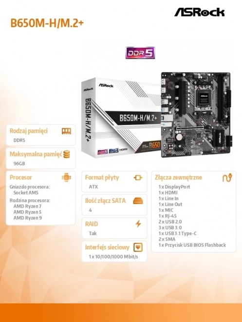 Základní deska B650M-H/M.2 + AM5 2DDR5 HDMI/DP mATX