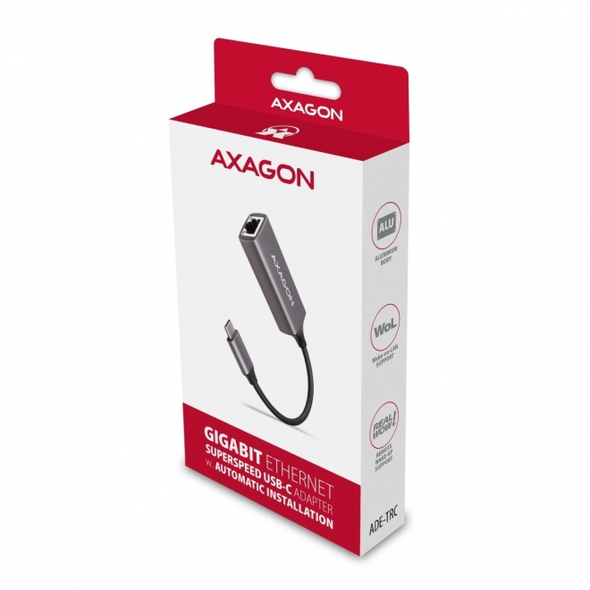 ADE-TRC Gigabitový ethernetový adaptér, USB-C 3.2 Gen 1, automatická instalace, kov, titanově šedý