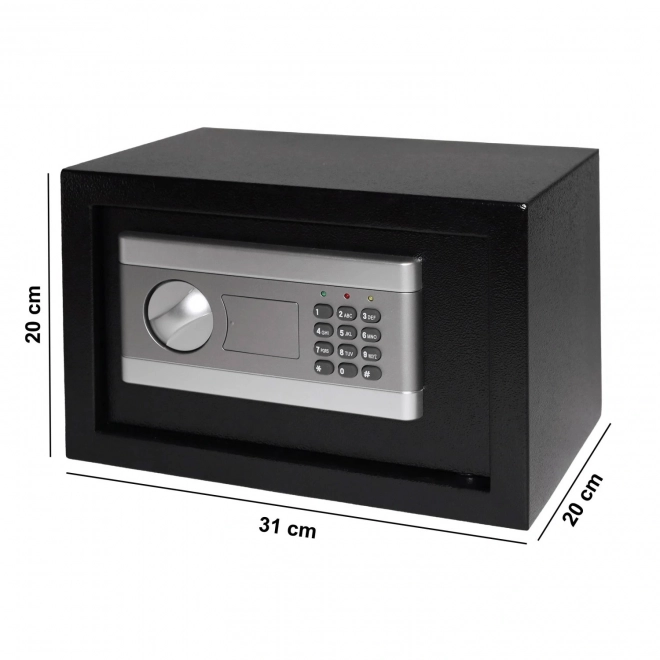 Domácí trezor s elektronickým zámkem, přístup klíčem nebo kódem, 31x20x20 cm