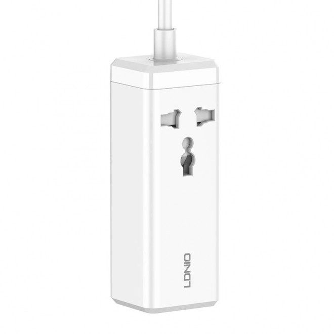Napájecí lišta s 1 zásuvkou AC, 2x USB, 2x USB-C LDNIO SC1418, EU/US, 2500 W (bílá)