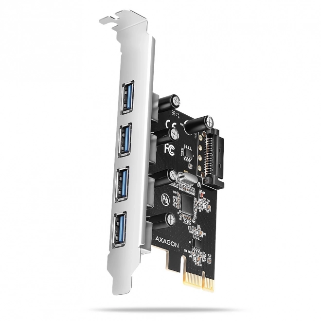PCEU-430RS Řadič PCIe 4x port USB 3.2 GEN 1, UASP, čipová sada Renesas, 15pinový napájecí zdroj SATA