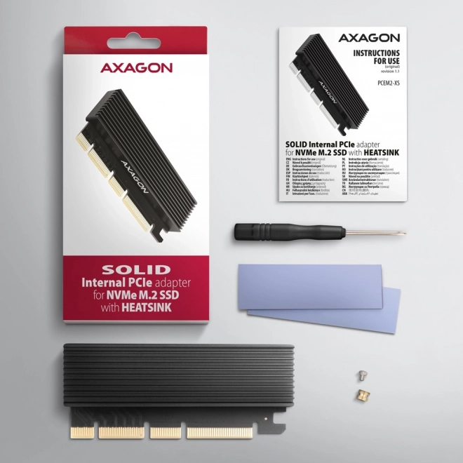 PCEM2-XS interní adaptér PCIe x16, M.2 NVMe, chladič