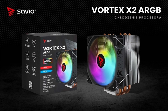 Chladič procesoru Savio Vortex X2 ARGB