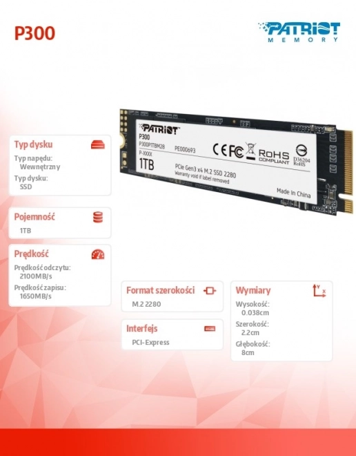 Interní SSD disk Patriot P300 1TB